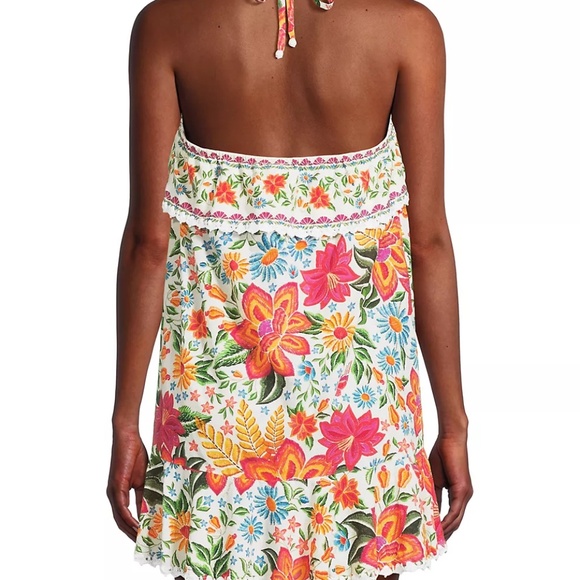 Farm Rio Bloom Garden Cotton Halter Minidress - NWT - Picture 3 of 5